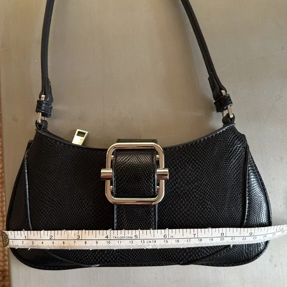 Black Faux Snake Skin Shoulder Bag - Picture 13 of 16